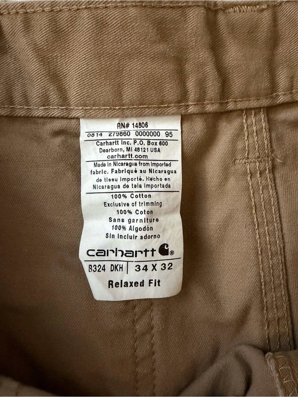 Carhartt Men's Khaki Utility Pants with Extra Pockets